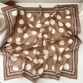 Elegant retro square silk scarf in brown with white polka dots and rope pattern - 08Z White Polka Dot Brown