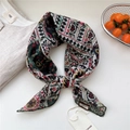 Vintage paisley pattern linen scarf in dark green and maroon with brand tag - 68*68cm / 20 Double Sided - Geometric Green