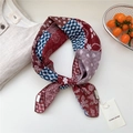 Vintage red patchwork cotton linen scarf with floral and paisley patterns - 68*68cm / 22 Double Sided - Mixed Floral Red