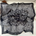 Classic black and white paisley square silk scarf for women stylish hair band accessory - 11Z Paisley Black White