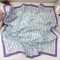 Elegant mint green and purple silk scarf with French chain pattern used as a hair band - 12Z Chain Medal Purple