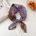 Purple and brown patchwork cotton linen square scarf with vintage floral paisley patterns - 68*68cm / 24 Double Sided - Mixed Floral Brown