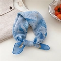 Blue floral cotton linen neck scarf with elegant white print for women's vintage style - Vintage Paisley Blue