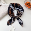 French vintage cotton linen scarf featuring leopard and snake skin abstract print - 68*68cm / 25 Double Sided - Snake Leopard