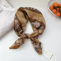 Vintage brown paisley cotton linen neck scarf with intricate Doria Dore print patterns - 68*68cm / 26 Double Sided - Paisley Stripe Yellow