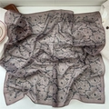 Elegant retro dark brown silk scarf with black rose floral print and smooth satin texture - 20Z Lace Floral Brown