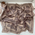 Brown and beige geometric print square silk scarf for women in an elegant style - 21Z Oblique Geometric Brown