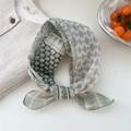 Forest green and cream paisley square scarf with cotton linen texture for hair or neck - 04 Woven Frame Forest Green