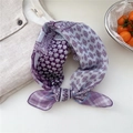 Purple floral cotton linen scarf with geometric patterns and soft draping texture - 06 Woven Frame Forest Purple
