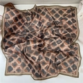 70cm earth-tone floral silk square scarf in 100% silk with clover pattern and contrast borders - 24Z Vintage Clover Floral