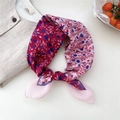 Floral print silk scarf with deep red and purple berries on a white background - 05 Pink Fruit & Stripes