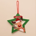 Decorazione natalizia a stella glitterata verde con striscione rosso Merry Xmas e cordino - XG-3 Stella di Renna
