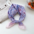 Floral paisley print silk square scarf in soft pink and purple tones for women - 12 Pink Blue Four Leaf Clover Grid