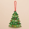 Grüner Weihnachtsbaum-Anhänger mit festlichen Mustern und einer roten Kordel zum Aufhängen - XG-12 Bemalter Weihnachtsbaum