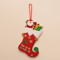 Glitzernder roter und weißer Weihnachtssocken-Anhänger mit Nikolaus und Aufschrift - XG-7 Weihnachtssocke