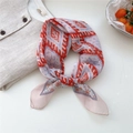 Bohemian retro square silk scarf with red and blue geometric patterns in a knotted style - 14 Red Snowflake Diamond Grid