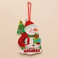 Weihnachts-Schneemann-Hänger mit Glitzer und Happy Holiday-Schriftzug für Deko - XG-9 Feiertags-Schneemann-Figur