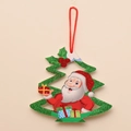 Grüner Glitzer-Weihnachtsbaumanhänger mit rotem Weihnachtsmann und Aufhängeschnur - XG-14 Weihnachtsmann im Baum