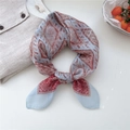 Bohemian floral square scarf in light blue with ethnic pattern tied in a bow - 15 Blue Snowflake Diamond Grid