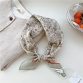 Floral apricot square scarf with pink and orange flowers in a soft linen-feel fabric - Wave Dot Border Floral