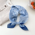 Blue and white paisley print scarf for women made of lightweight fabric tied in a knot - 19 Flying Dragon Blue