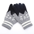 Gants tricotés thermiques d'hiver avec jacquard chat et fonction d'écran tactile - Taille unique / Gris