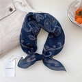 Navy blue paisley chiffon square scarf for women with elegant white pattern print - Navy Dot Paisley