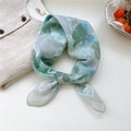 Floral chiffon headscarf with tropical leaf print in light blue and green tones - 24 Colorful Leaves Green