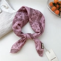 Carré de soie vintage en coton et lin violet à motif paisley, accessoire de cou élégant - Paisley Grille Étoilée Rose