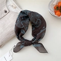 Deep brown and light blue paisley print cotton scarf with elegant knotted styling - Dark Brown Dot Paisley