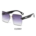 Gafas de sol cuadradas sin montura con lentes grises degradadas y patillas negras C5 - Gris Degradado