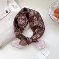 Brown floral square scarf made of soft material with retro botanical patterns - Brown Fine Scroll Floral