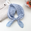 Light blue floral square scarf in silky fabric styled with an elegant knot detail - 29 Blue Small Dot Floral
