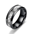 Bague en acier inoxydable noir avec motif de dragon celtique et bords biseautés - US 6 / Noir Motif Argent