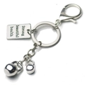 Polished silver kettlebell sports keychain with engraved strong beautiful health tag - Silver Kettlebell & Rectangular Tag