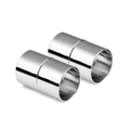 Pair of cylindrical silver magnetic clasps for DIY jewelry necklaces and bracelets - 3mm / White K/Silver
