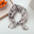 Lightweight grey daisy print cotton linen scarf tied in a stylish knot design - 09 Cream Brush Floral