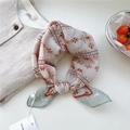 Ethnic pattern soft cotton square scarf in beige and red with mint green border - Diagonal Geo Small Check Beige