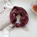 Burgundy geometric print square scarf in soft fabric with vintage ethnic patterns - Diagonal Geo Small Check Wine Red