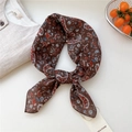 Carré de soie vintage à motif cachemire marron foncé en coton et lin noué en ruban - Paisley Éclatant Marron