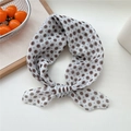 Breathable cotton linen neck scarf with red floral and blue polka dot patterns - 09 Floral Dots Beige
