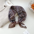 Elegant dark brown paisley cotton linen square scarf with vintage floral patterns - Geometric Pattern Brown