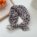 Floral cotton linen headscarf in light grey-blue with dark brown plant pattern - 13 Brown Leaf Floral