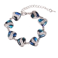 Silver alloy heart bracelet with colorful abalone shell inlay and adjustable chain - Dark Blue Heart Style (8)