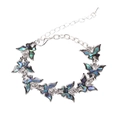 Silver butterfly bracelet with colorful abalone shell inlay and adjustable link chain - 0.1