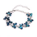 Silver butterfly bracelet featuring blue shell inlays and adjustable extension chain - Blue Butterfly