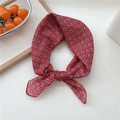 Retro red floral cotton headscarf with delicate blue and white flower patterns - 11 Floral Dots Red