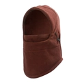 Dunkelbraune Fleece-Sturmhaube mit verstellbarem Kordelzug für den Winter - Kaffeebraun