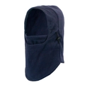 Dark blue fleece hooded balaclava mask with adjustable drawstring for winter warmth - Navy Blue