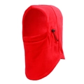 Winter fleece balaclava hood in bright red with adjustable drawstring and neck warmer - Red